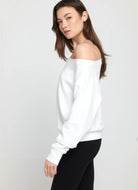 Spiritual Gangster La Vida Off Shoulder Sweatshirt in White Side View