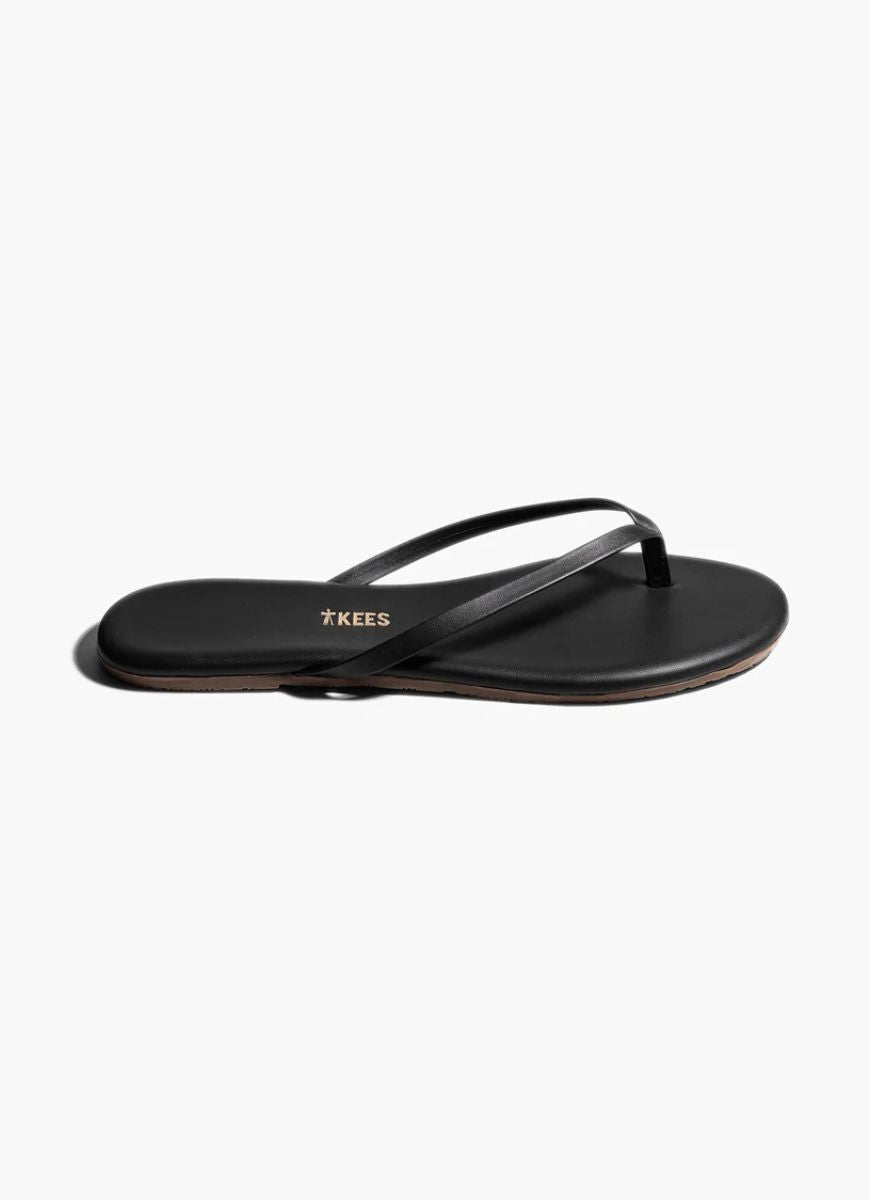 TKEES Lily Liners Flip Flops in Black Side View