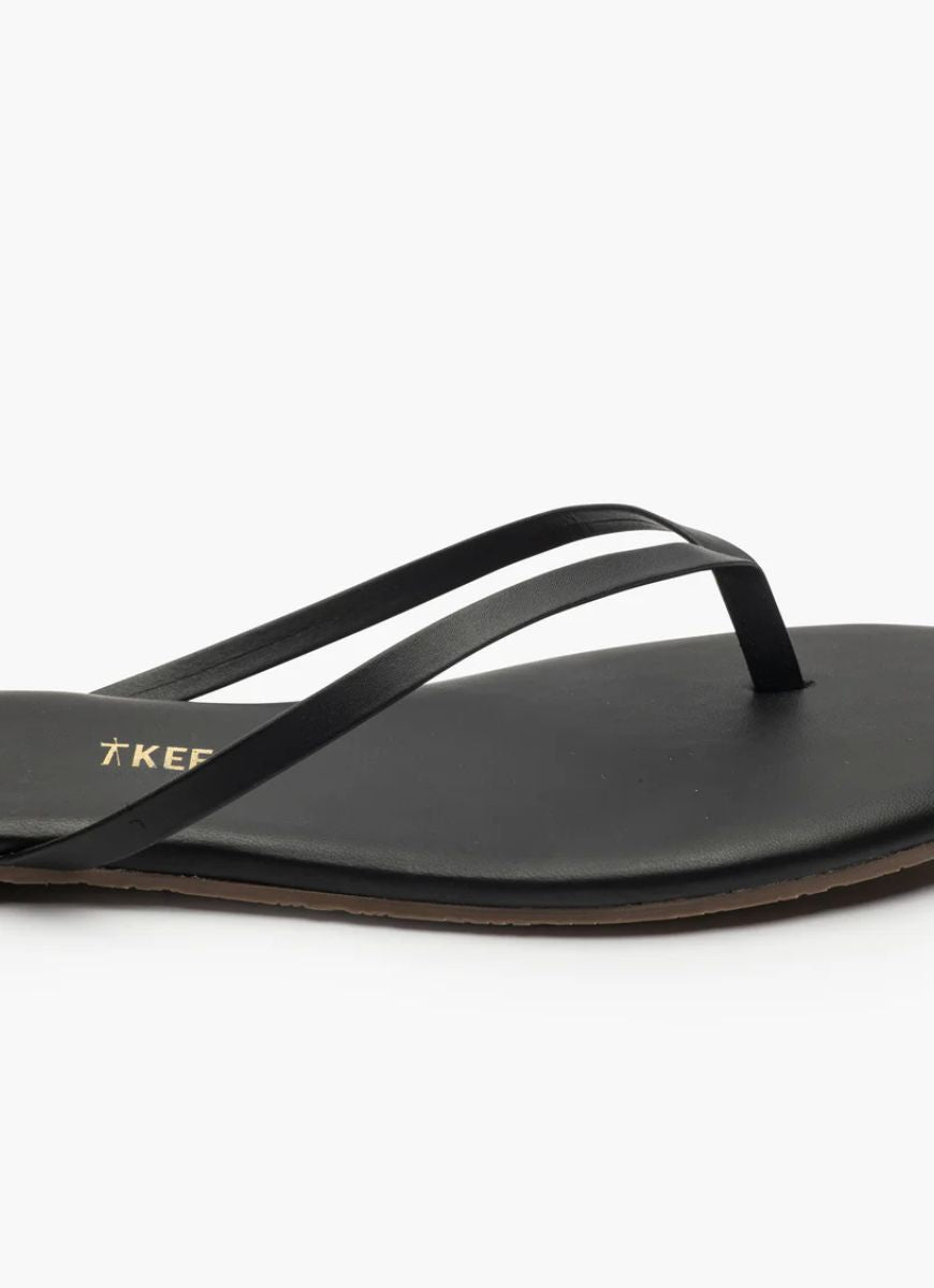 TKEES Lily Liners Flip Flops in Black Close Up View