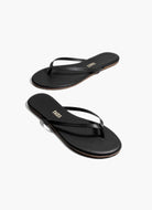 TKEES Lily Liners Flip Flops in Black Top View