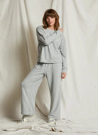 perfectwhitetee Marcie Brushed Pant in Heather Grey Full Length Front View