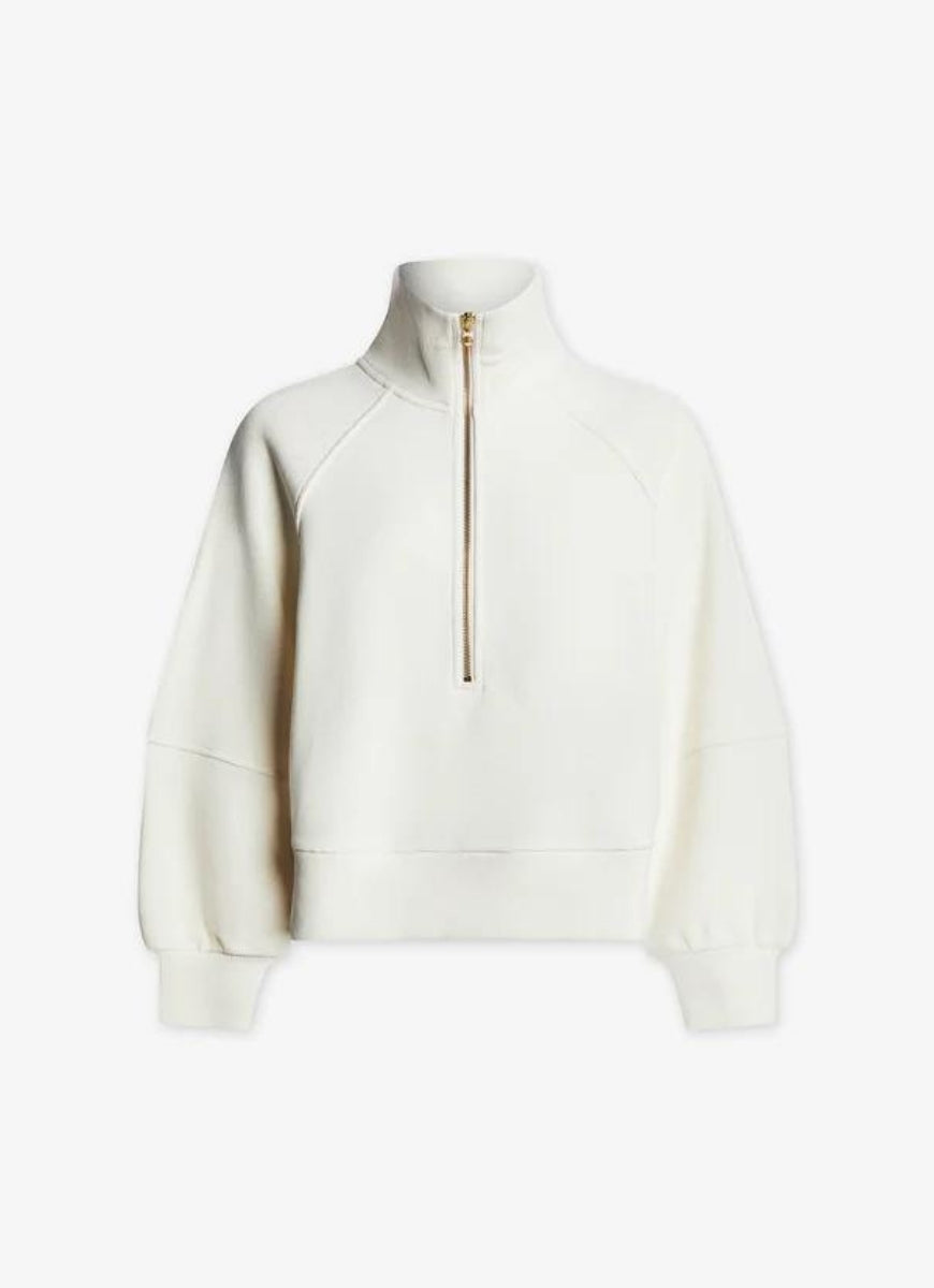 Varley Milano Half Zip Sweat in Ivory Product Shot View