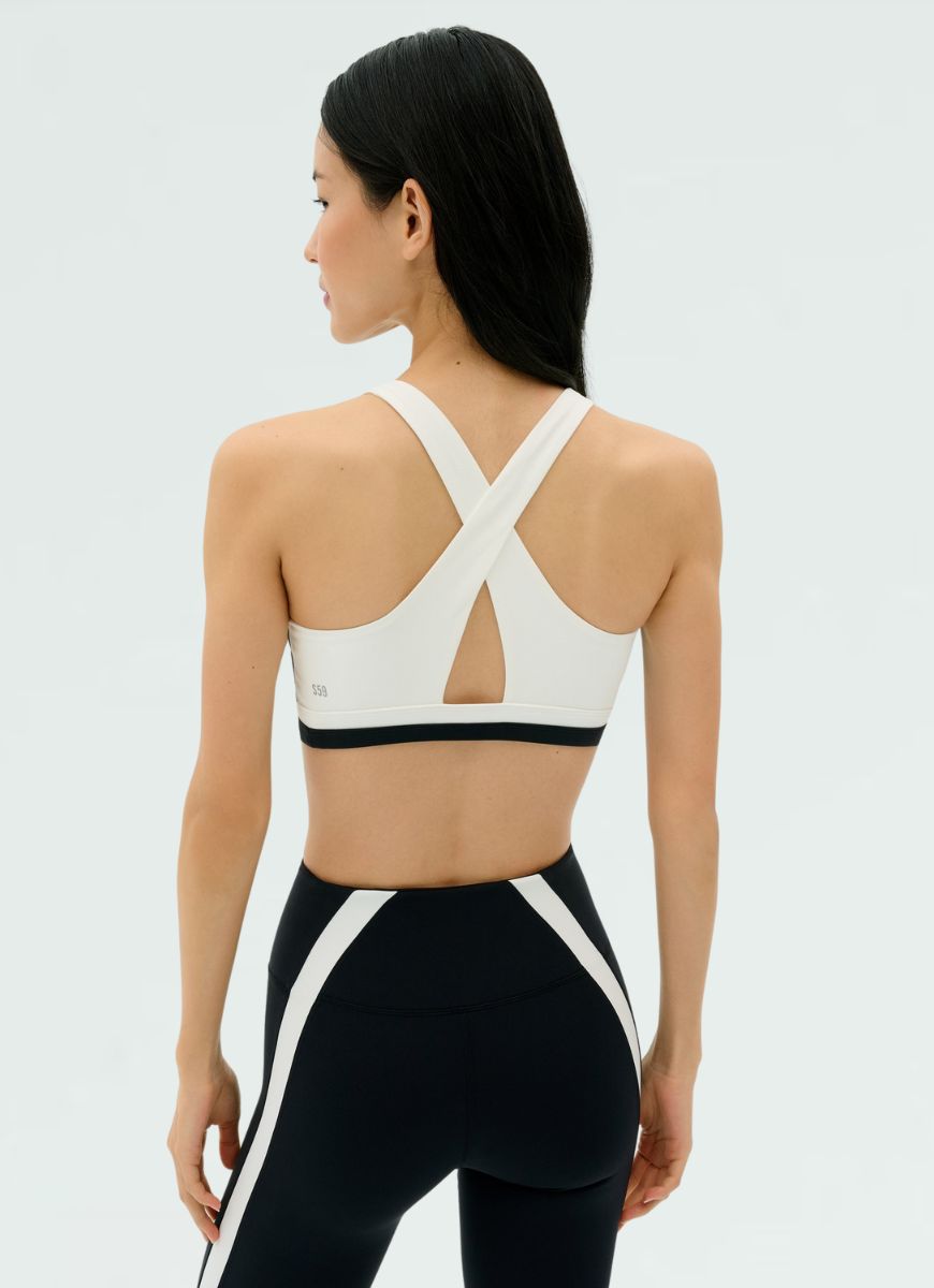 Splits59 Miles Rigor Sports Bra in Black/White Back View