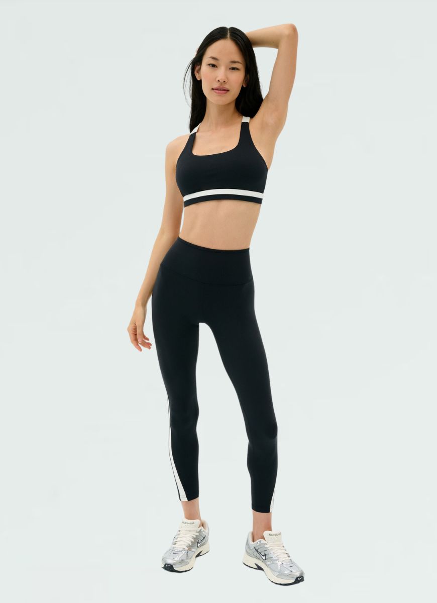 Splits59 Miles Rigor Sports Bra in Black/White Full Length Front View