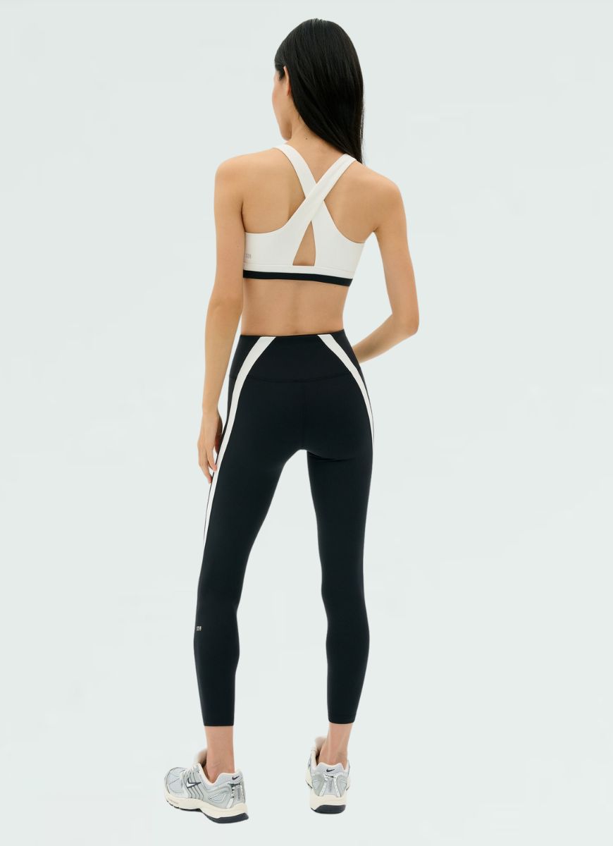 Splits59 Miles Rigor Sports Bra in Black/White Full Length Back View