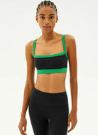 Splits59 Monah Rigor Sports Bra in Black/Grass