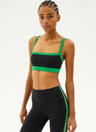 Splits59 Monah Rigor Sports Bra in Black/Grass Front View