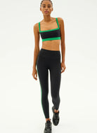 Splits59 Monah Rigor Sports Bra in Black/Grass Full Length Front View