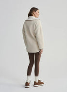 Varley Myla Zip Through Jacket in Sandshell Full Length Back View