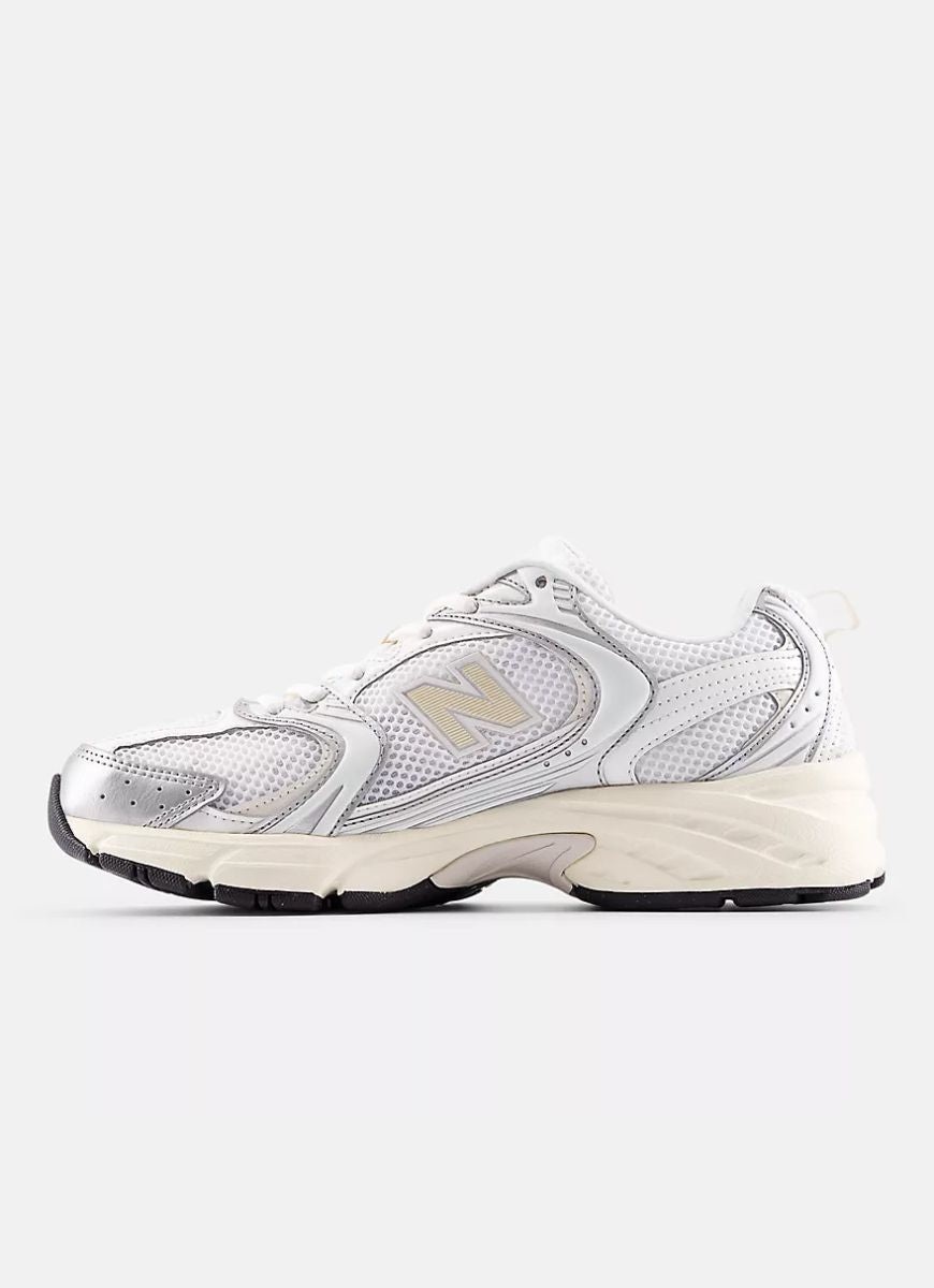 New Balance Women's 530 Running Show in Silver Metallic/Linen Side View