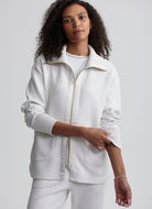 Varley Niamh Zip Through in Ivory Marl Front View