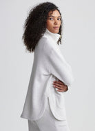 Varley Niamh Zip Through in Ivory Marl Side View