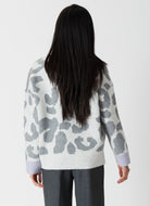 Lyla + Luxe Ocean Animal Sweater in Grey/Lavender Back View