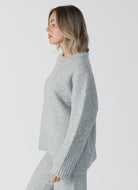 Lyla + Luxe Ollie Crewneck Sweater in Light Grey Side View