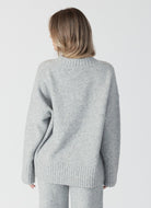 Lyla + Luxe Ollie Crewneck Sweater in Light Grey Back View