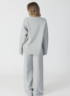 Lyla + Luxe Ollie Crewneck Sweater in Light Grey Full Length Back View