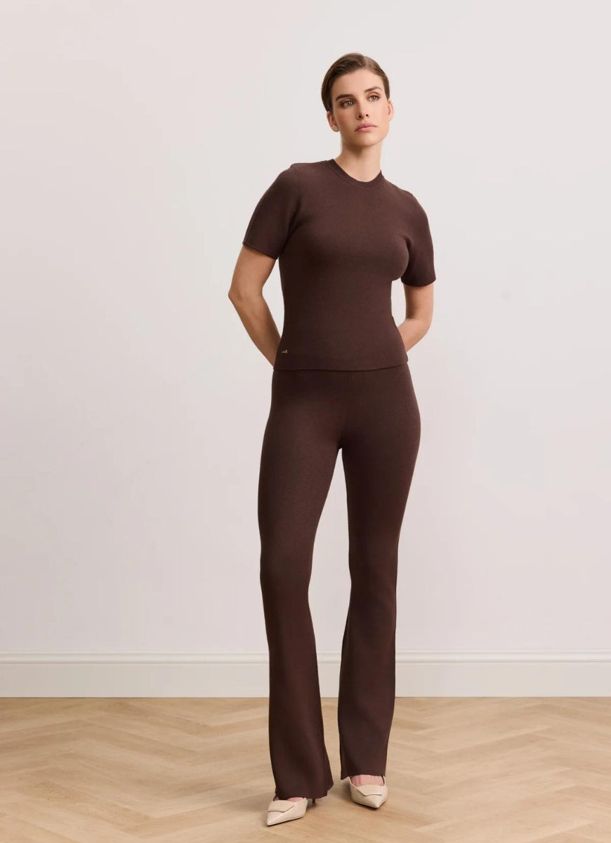 Lune Active Olly Flare Pants in Chocolate Full Length Front View