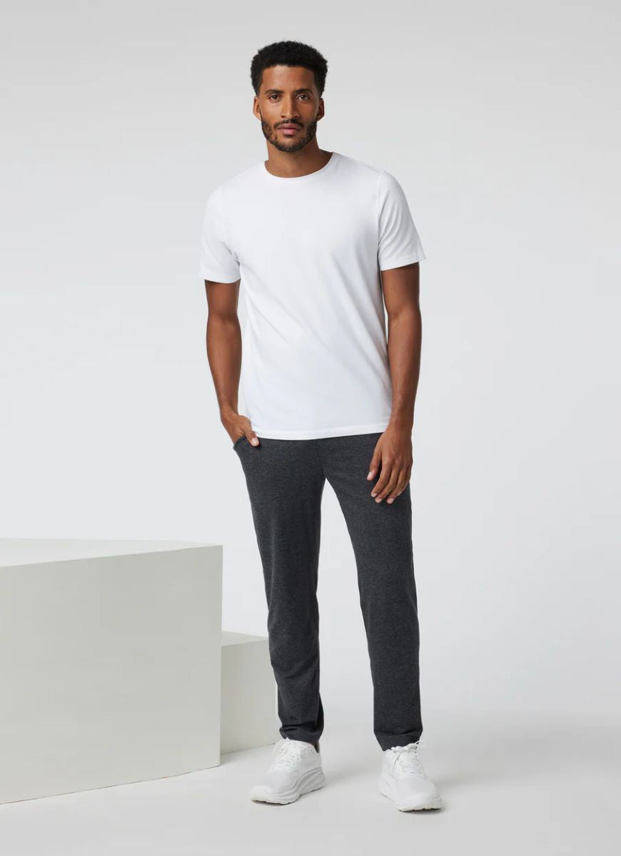 Vuori Men's Ponto Performance Pant in Charcoal Heather Full Length Front View