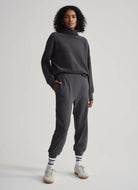 Varley Rainer Roll Neck Jumper in Black Marl Full Length Front View