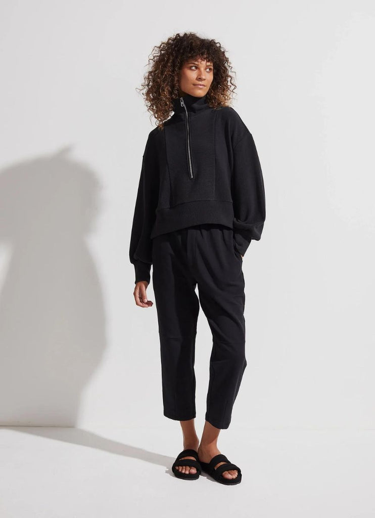 Varley Women's Ramona Half-Zip Pullover in Black Full Front View