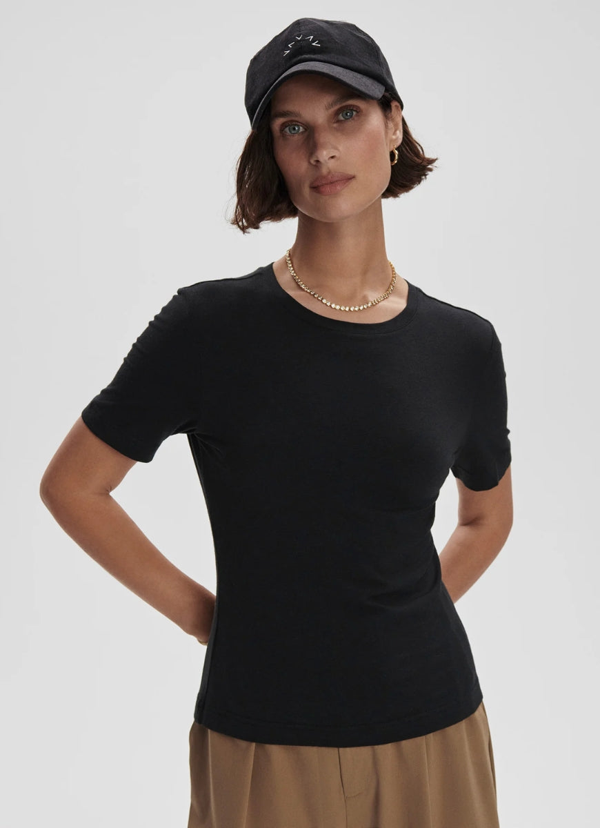 Varley Regina Fitted Tee in Black Front View