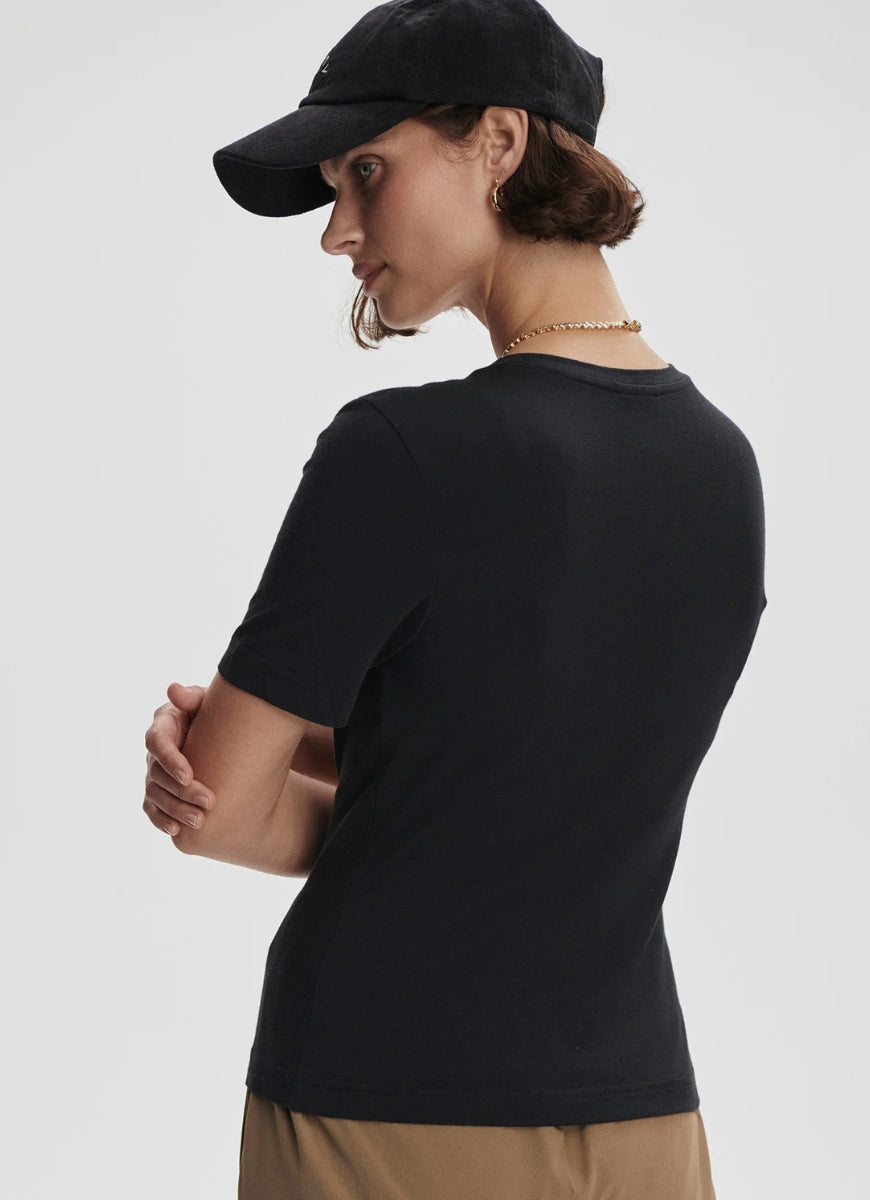 Varley Regina Fitted Tee in Black Back View