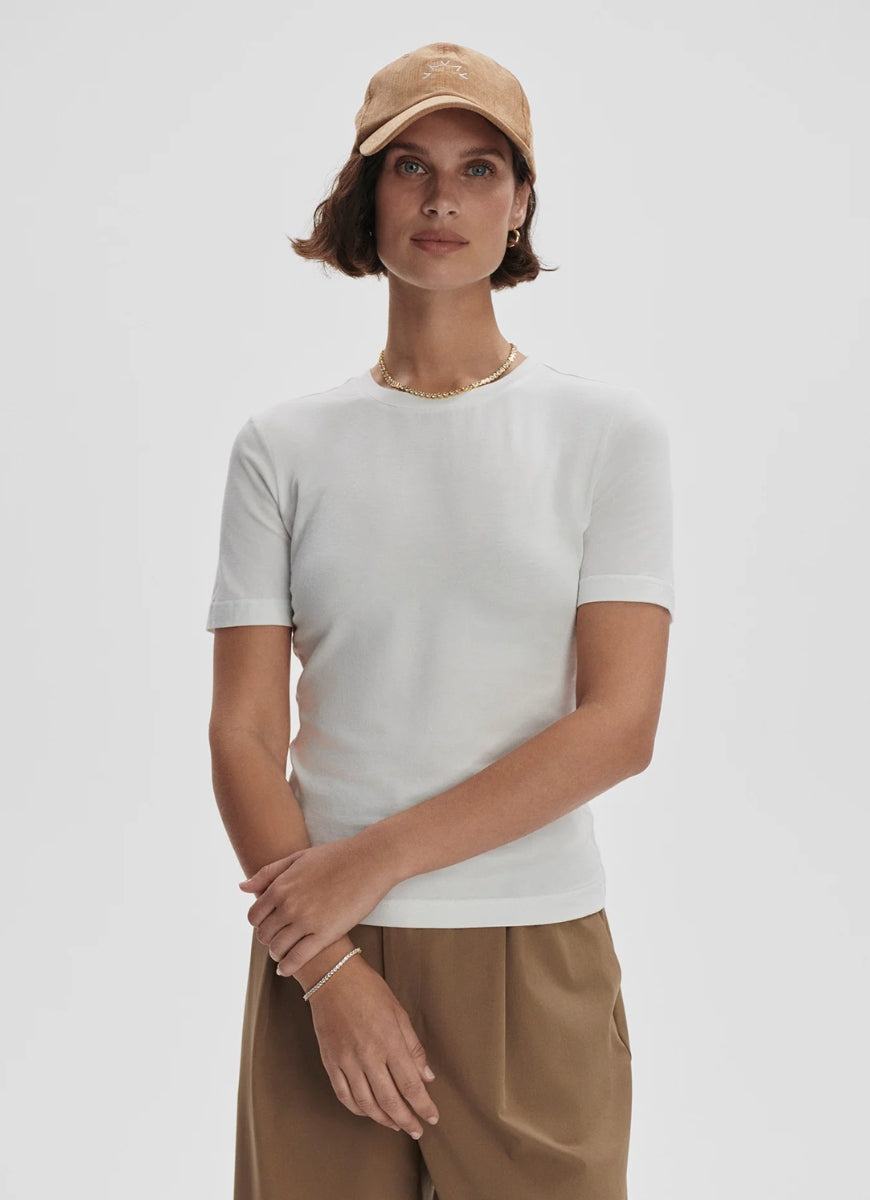 Varley Regina Fitted Tee in White Front View