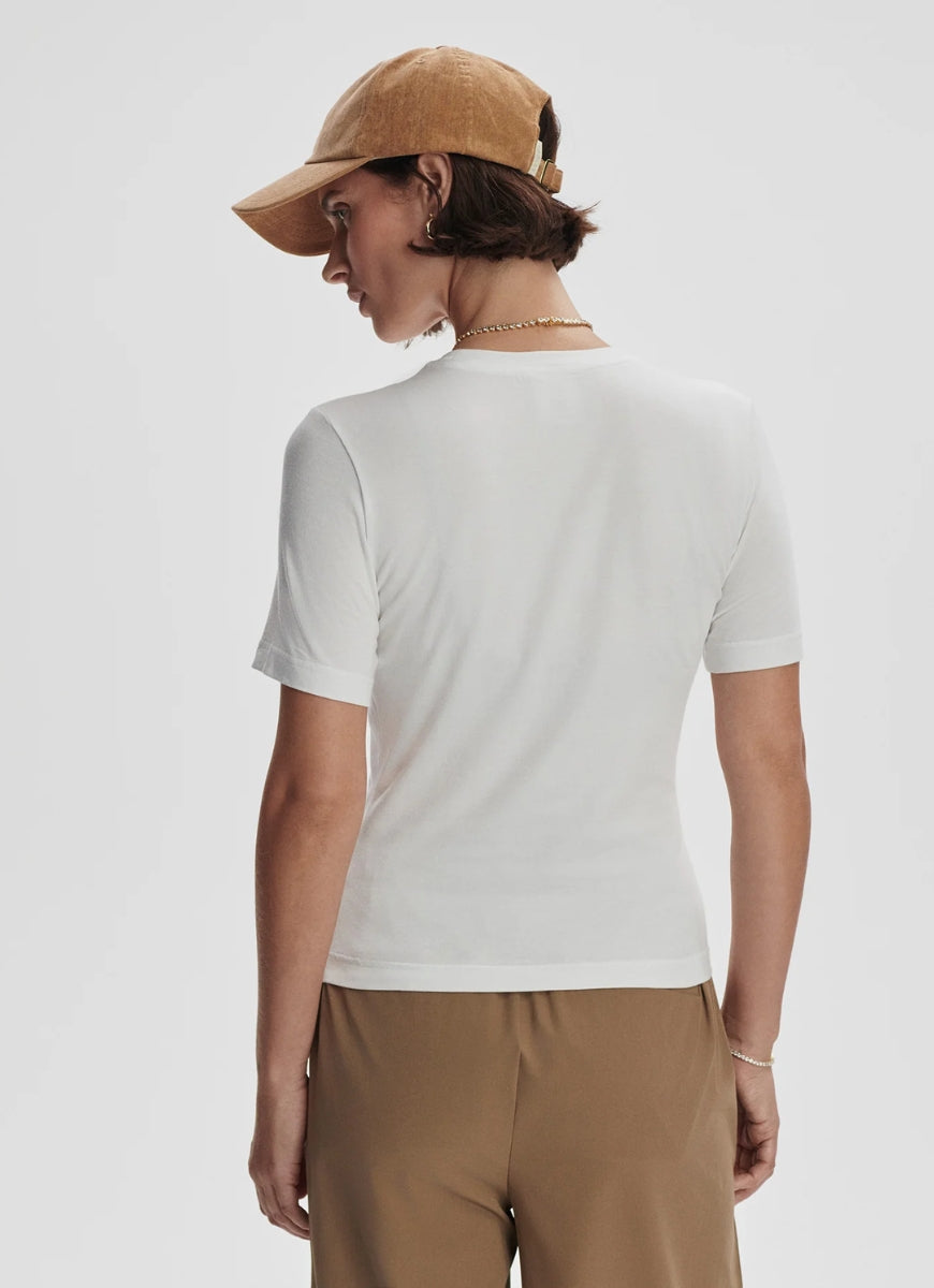 Varley Regina Fitted Tee in White Back View