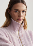 Varley Roselle Half Zip Fleece in Lilac Close Up Front View of Zipper and Collar