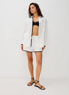 Rails Women's Sunny Short in Black Blanket Stitch Full Length Front View