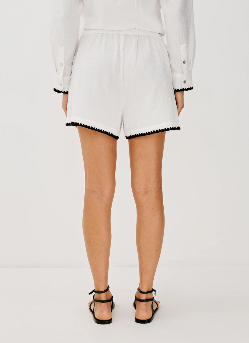 Rails Women's Sunny Short in Black Blanket Stitch Alternate Back View