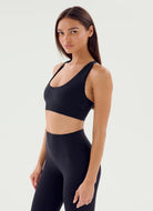 Splits59 Sara Airweight Sports Bra in Black Angled Side View