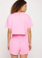 Spiritual Gangster Seeing Eye Kaylee Crop Tee in Neon Rose Back View