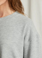 perfectwhitetee Selma Brushed Pullover in Heather Grey Close Up View