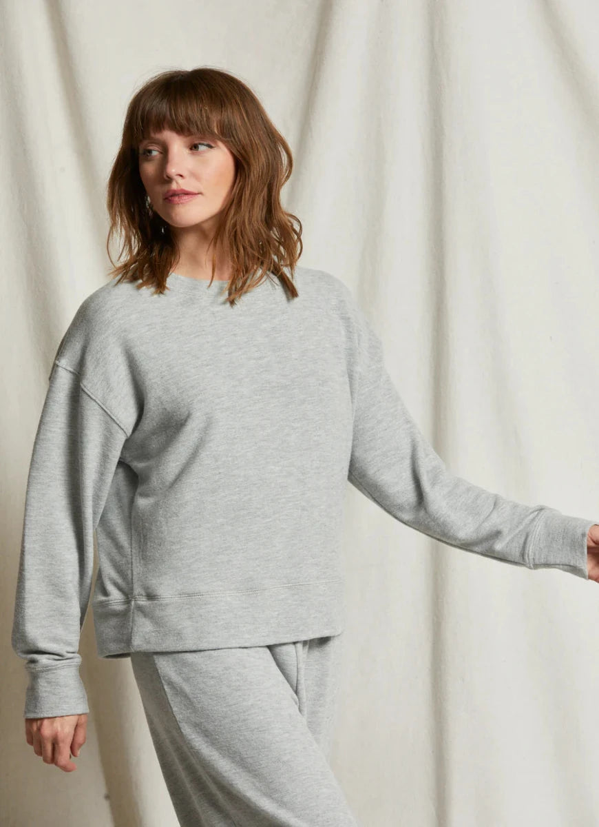 perfectwhitetee Selma Brushed Pullover in Heather Grey Front View