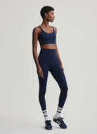 Varley Shape Amber Sports Bra in Dark Sapphire Full Length Angled Side View