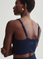 Varley Shape Amber Sports Bra in Dark Sapphire Back View