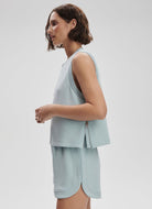 Varley Shea Crop Tank Top in Ether Blue Side View