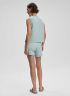 Varley Shea Crop Tank Top in Ether Blue Full Length Back View