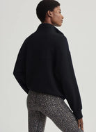 Varley Sian Cropped Half Zip Midlayer in Black Back View