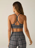 Beyond Yoga Softmark Slim Racerback Bra in Plaid Back View