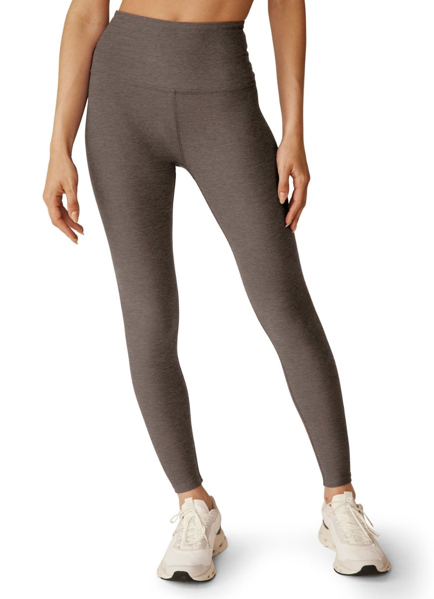 Beyond Yoga Spacedye Caught In The Midi High Waisted Legging in Soft Umber Heather Front View