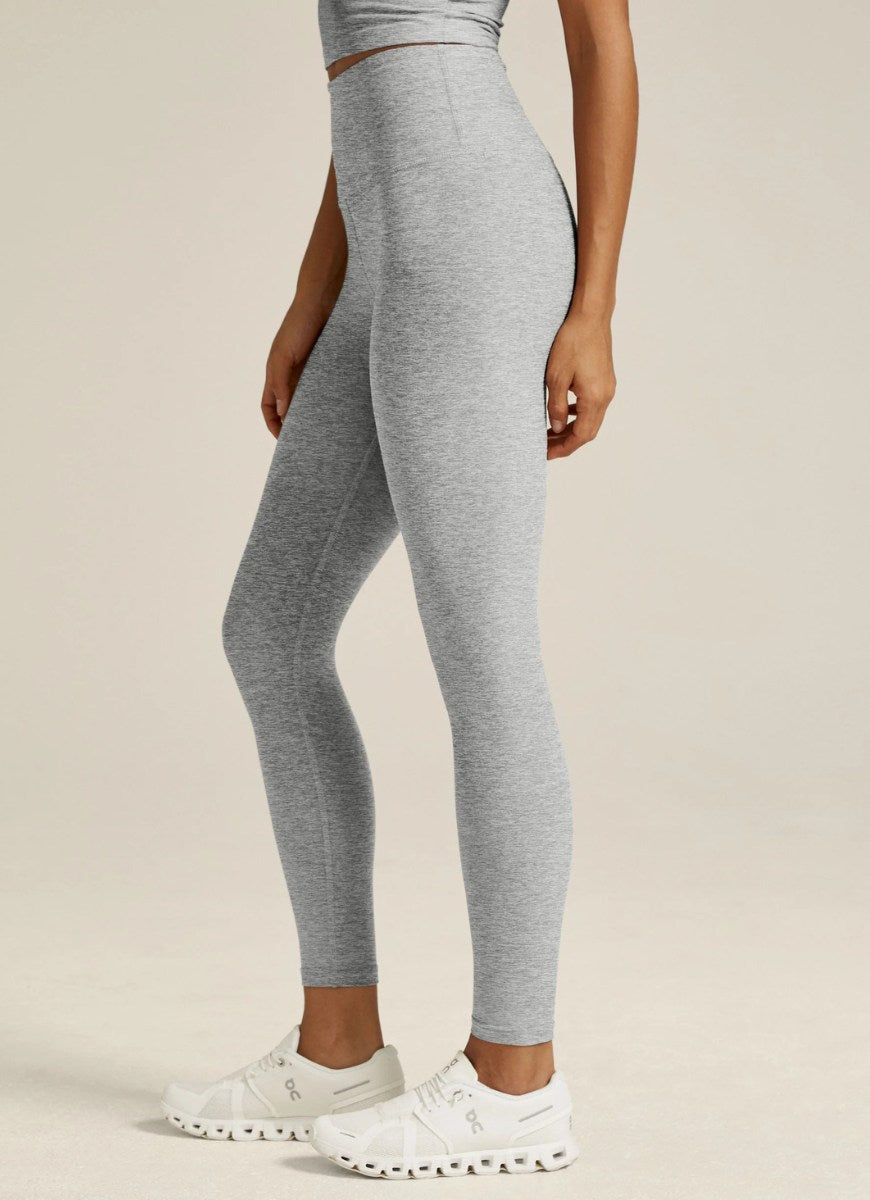 Beyond Yoga Spacedye Caught In The Midi High Waist Legging in Silver Side View