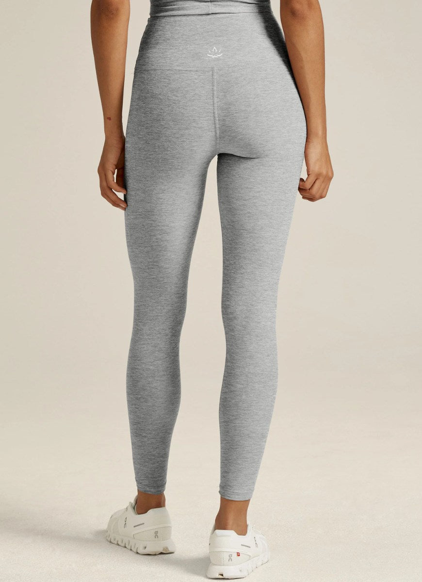 Beyond Yoga Spacedye Caught In The Midi High Waist Legging in Silver Back View