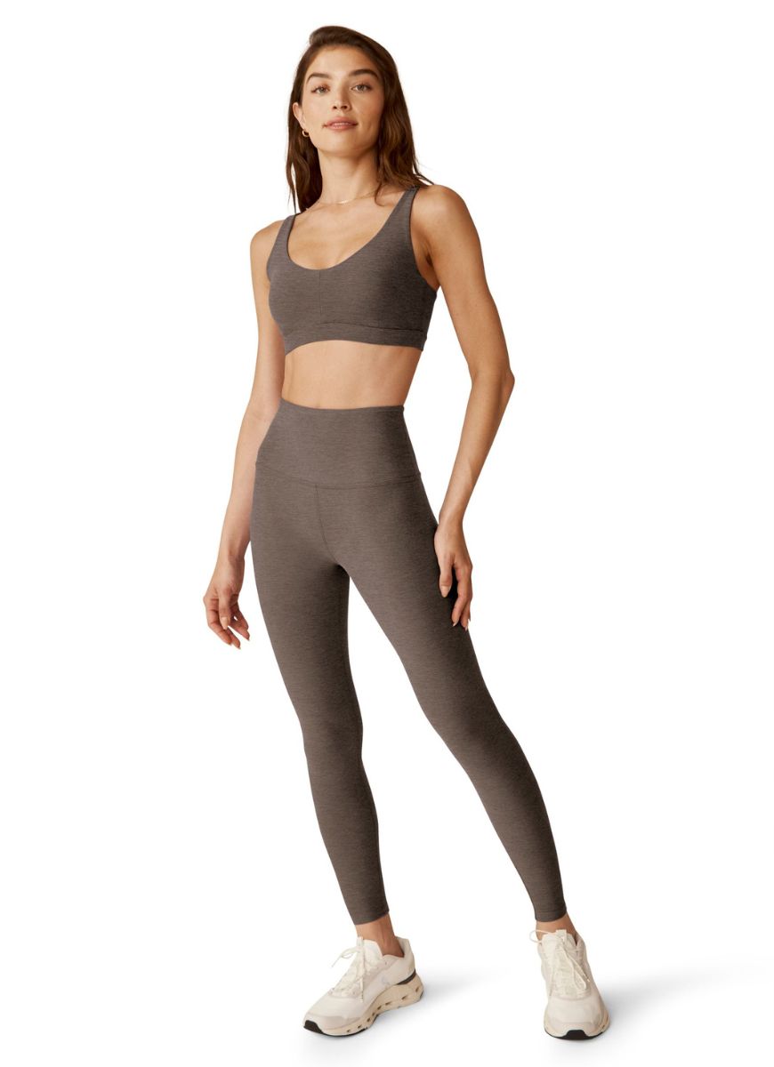 Beyond Yoga Spacedye Caught In The Midi High Waisted Legging in Soft Umber Heather Full Length Front View