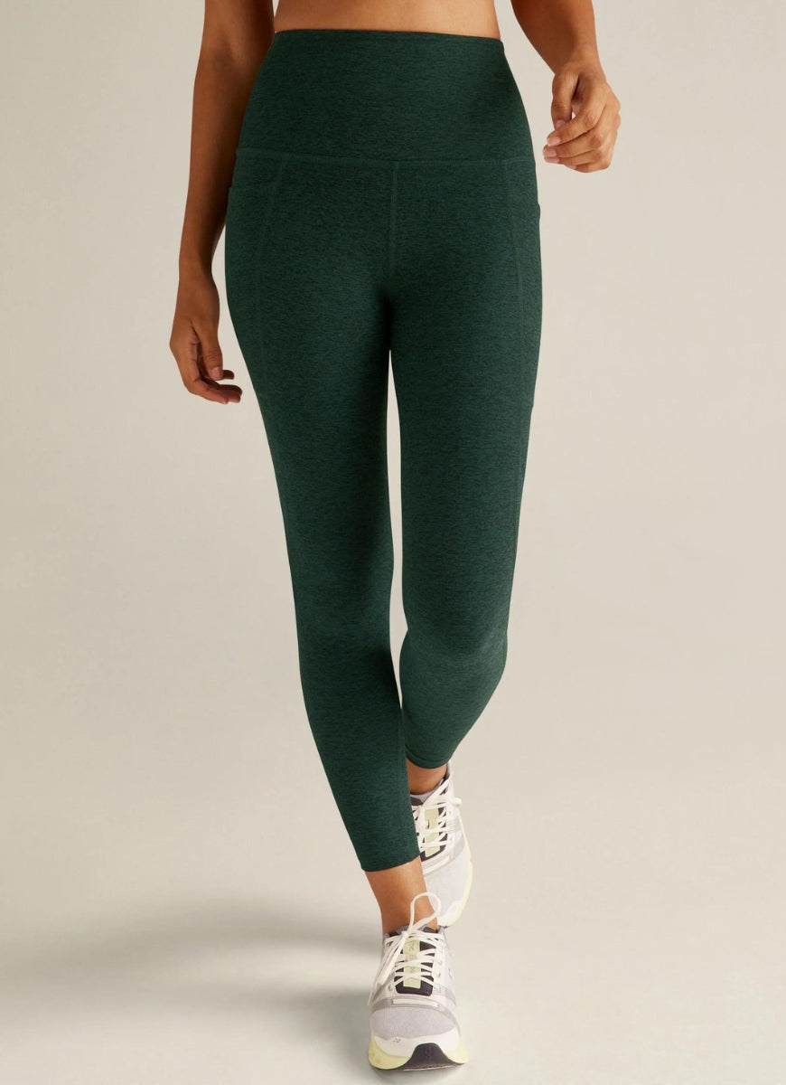 Beyond Yoga Spacedye Out Of Pocket High-Waist Legging in Dark Green Front View