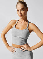 Beyond Yoga Spacedye Slim Racerback Cropped Tank in Silver