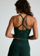 Beyond Yoga Spacedye Slim Racerback Crop Tank in Dark Green Heather Back View