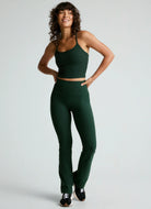 Beyond Yoga Spacedye Slim Racerback Crop Tank in Dark Green Heather Full Length Front View