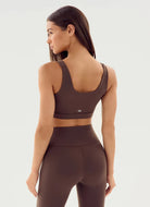 Splits59 Sprint Rigor Sports Bra in Dark Chocolate Back View